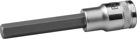 Торцовая бита-головка KRAFTOOL &quot;INDUSTRIE QUALITAT&quot;, удлиненная, материал S2, HEX, сатинированная, 1/2&quot;, H10 27909-10_z01 купить в Магнитогорске