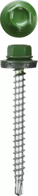 Саморезы СКМ кровельные, RAL 6002 зеленый лист, 25 x 5.5 мм, 420 шт, для металлических конструкций, STAYER 30305-55-025-6002 купить в Магнитогорске