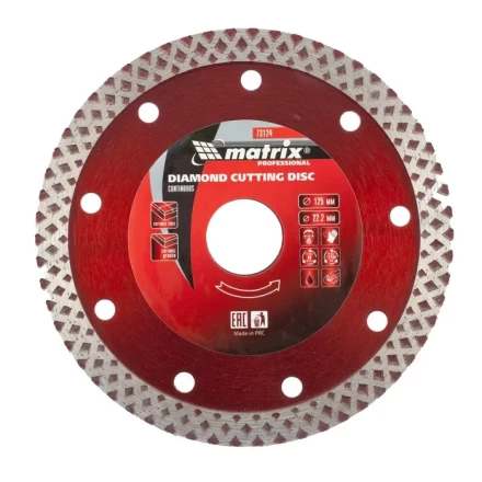 Диск алмазный отрезной сплошной 125 х 22,2 мм сухая резка MATRIX Professional 73124 купить в Магнитогорске