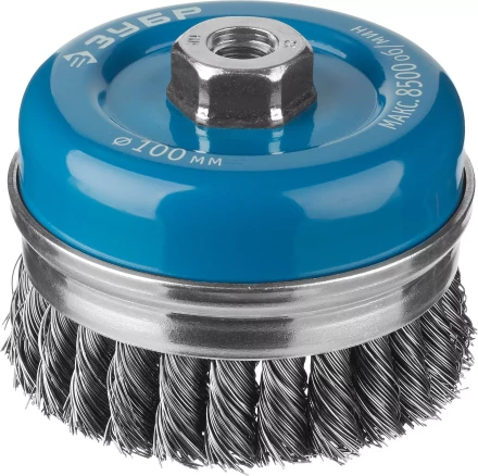 ЗУБР &quot;ПРОФЕССИОНАЛ&quot;. Щетка чашечная усиленная для УШМ, плетеные пучки стальной проволоки 0,5мм, 100ммхМ14 3527-100_z02 купить в Магнитогорске