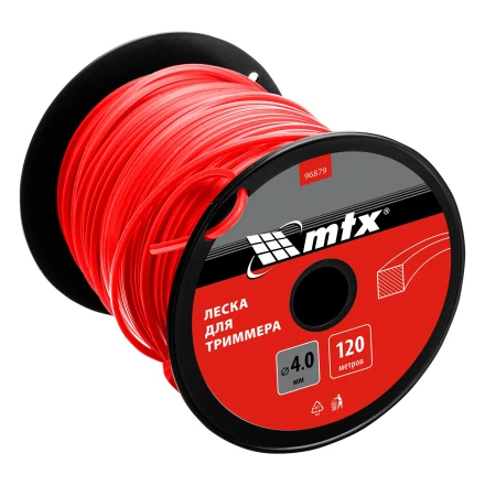 Леска для триммера квадрат 4,0 мм х 120 м, на катушке //MTX 96879 купить в Магнитогорске