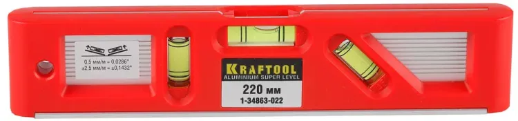 Уровень KRAFTOOL "PRO" "DIRECTOR LEVEL" с магнитом, 3 ампулы, 220мм 1-34863-022 купить в Магнитогорске