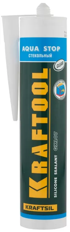 Герметик KRAFTOOL KRAFTSeal GX107 "AQUA STOP" силиконовый стекольный, прозрачный, 300мл 41256-2 купить в Магнитогорске