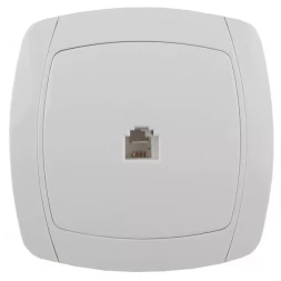 Розетка СВЕТОЗАР &quot;CITY LIGHT&quot; телефонная одинарная в сборе, цвет белый SV-54217-W