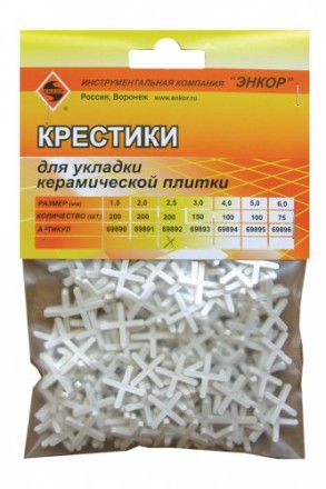 Крестики для кафеля 2,5 мм 200 штук блистер Энкор 69892 купить в Магнитогорске