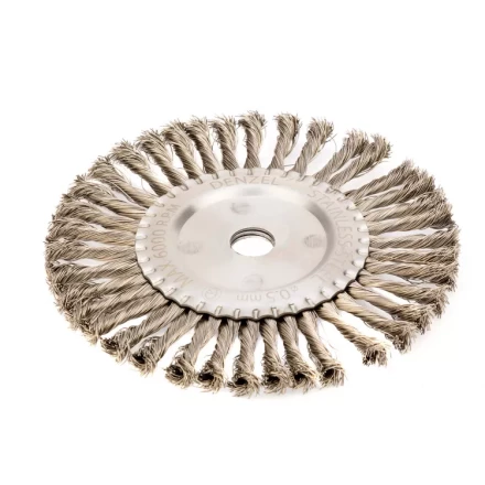 Щетка для УШМ 200 мм Плоская крученая нержавеющая проволока 0.5 мм посадка 22.2 мм Denzel 746383 купить в Магнитогорске