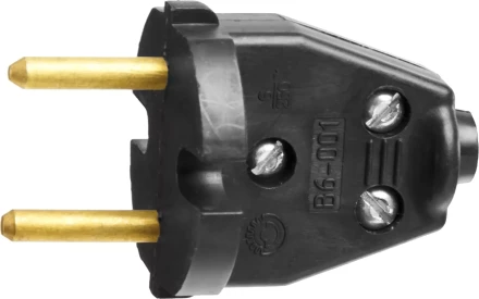 Вилка СИБИН электрическая, разборная, 6А/220В, черная 55152-B купить в Магнитогорске