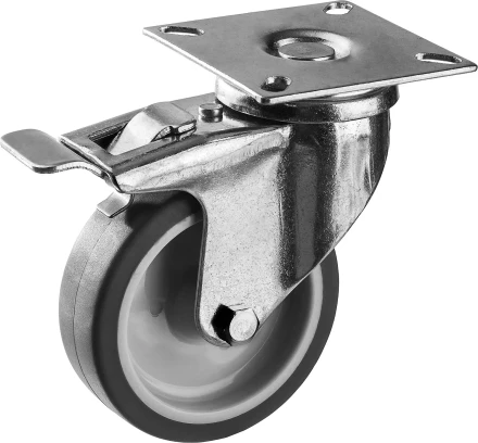 ЗУБР d 75 мм, г/п 60 кг, резина/полипропилен, термопластичное поворотное колесо c тормозом, Профессионал (30946-75-B) купить в Магнитогорске