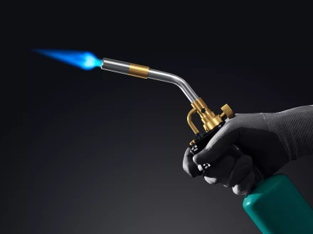 Blue Fire  KF-9000  горелка для МАПП / MAPP газа,  с пъезоподжигом,  на баллон c резьбовым соединением US 1, 2000°C 55510 купить в Магнитогорске