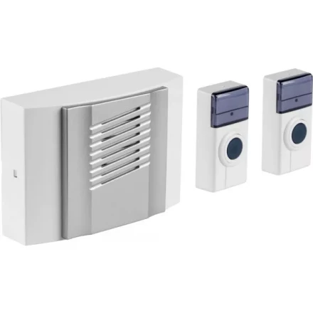 Звонок СВЕТОЗАР &quot;ДУЭТ&quot; электрический беспроводной 100м, 2 мелодии, 2 кнопки IP44, 2*A23, 3AA SV-58068-1 купить в Магнитогорске