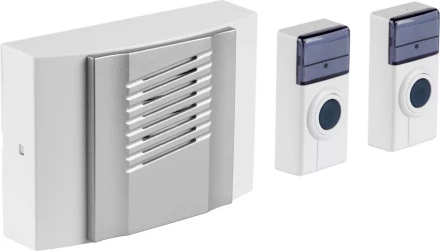 Звонок СВЕТОЗАР &quot;ДУЭТ&quot; электрический беспроводной 100м, 2 мелодии, 2 кнопки IP44, 2*A23, 3AA SV-58068-1 купить в Магнитогорске