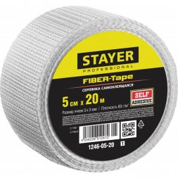 Серпянка самоклеящаяся FIBER-Tape, 5 см х 20м, STAYER Professional 1246-05-20 1246-05-20_z01