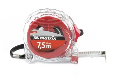 Рулетка 7,5 м х 25 мм MATRIX Crystal корпус из поликарбоната артикул 31074 купить в Магнитогорске