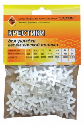 Крестики для кафеля 4,0 мм 100 штук блистер Энкор 69894 купить в Магнитогорске