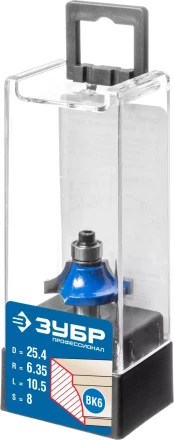 ЗУБР 25.4 x 10.5 мм, радиус 6.3 мм, фреза кромочная калевочная №1, Профессионал (28700-25.4) купить в Магнитогорске