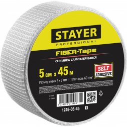 Серпянка самоклеящаяся FIBER-Tape, 5 см х 45м, STAYER Professional 1246-05-45 1246-05-45_z01