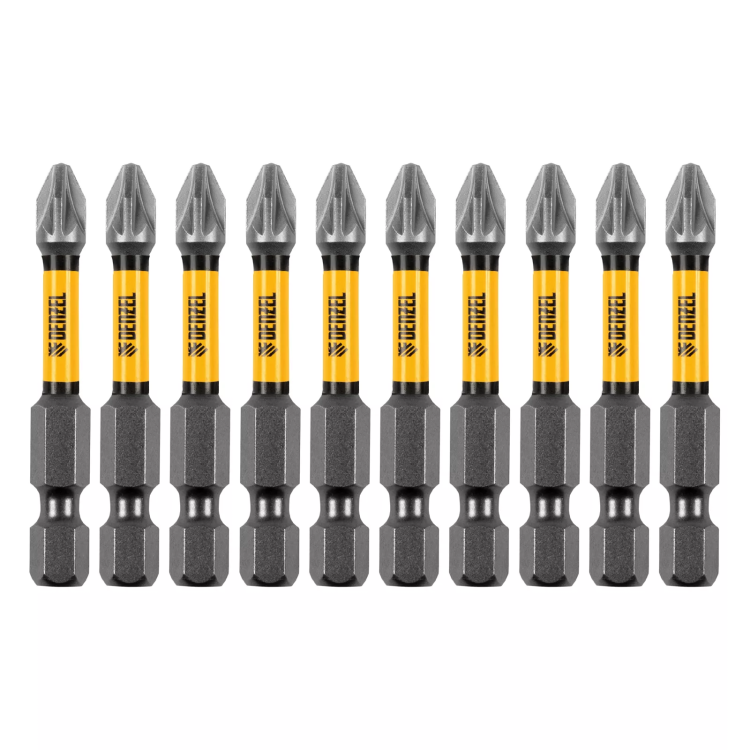 Бита IMPACT, PZ2x50 мм, лазерная обработка шлица, сталь S2, 10 шт., Е 6,3 Denzel 11692 купить в Магнитогорске