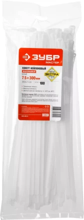 Хомуты нейлоновые ЗУБР &quot;МАСТЕР&quot; многоразовые, 7,5 мм x 300 мм, 100 шт 309240-75-300 купить в Магнитогорске