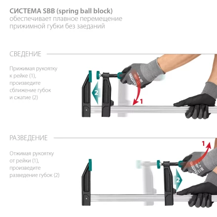 Струбцина KRAFTOOL тип F, двухкомпонентная ручка 32011-120-1500 купить в Магнитогорске