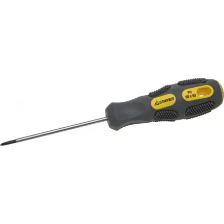 Отвертка STAYER &quot;PROFESSIONAL&quot; &quot;MAX-GRIP&quot; слесарная, Cr-V, намагниченная, PH №00х63мм 2582-00-063 G купить в Магнитогорске