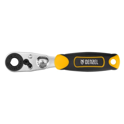 Ключ-трещотка для бит 1/4" Denzel 11633, 52 зуба, CrMo, адаптер для торцевых головок Denzel