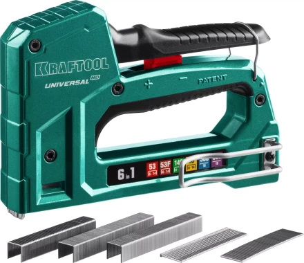 Степлер для скоб &quot;Universal HD&quot; 6-в-1: 53 (6-14 мм)/53F (8-14 мм)/140 (8-14 мм)/13 (6-14 мм)/300 (16 мм)/500 (16 мм), литой, алюм. корп., KRAFTOOL 3188 купить в Магнитогорске