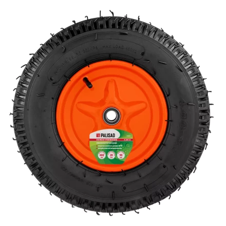 Колесо пневматическое усиленное Palisad 69081, шина 8PR, 4.00-8 D400 мм, внутренний диаметр подшипника 20 мм, длина оси 90 мм купить в Магнитогорске