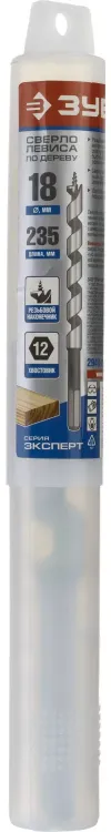 ЗУБР. Сверло по дереву, спираль Левиса, HEX хвостовик, 18х235мм 2948-235-18_z01 купить в Магнитогорске