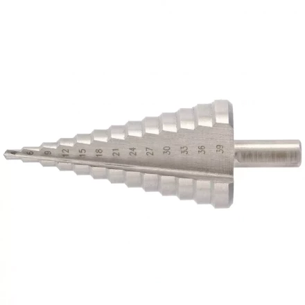 Сверло ступенчатое 4-6-9-12-15-18-21-24-27-30-33-36-39 мм Р6М5 трехгранный хвостовик Барс 72363 купить в Магнитогорске