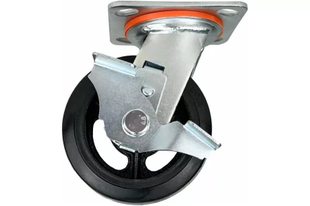 Аппаратное поворотное колесо большегрузное с тормозом HITCH 125*50 резина черная SCdb55 (SZ085005) купить в Магнитогорске