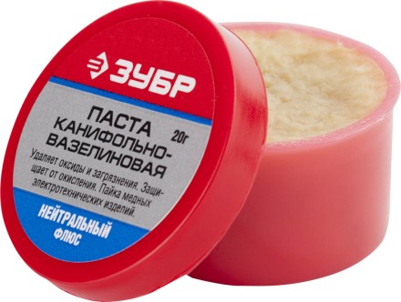 Паста ЗУБР паяльная канифольно-вазелиновая, пластиковая банка, 20гр 55475-020 купить в Магнитогорске
