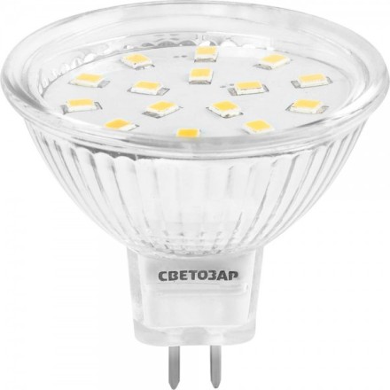 Лампа СВЕТОЗАР светодиодная &quot;LED technology&quot;, цоколь GU5.3, теплый белый свет (3000К), 220В, 3Вт (25) 44550-25_z01 купить в Магнитогорске