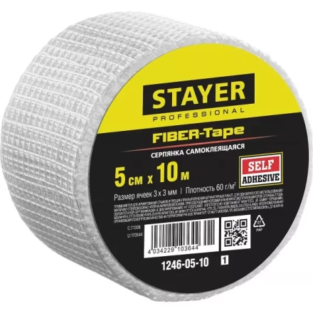 Серпянка самоклеящаяся FIBER-Tape, 5 см х 10м, STAYER Professional 1246-05-10 1246-05-10_z01 купить в Магнитогорске