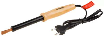 Электропаяльник ЗУБР &quot;МАСТЕР&quot;с деревянной рукояткой и долговечным жалом, форма клин, 100Вт 55405-100_z01 купить в Магнитогорске