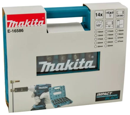 Набор ударных головок Impact Black Makita 1/2, 14 шт Makita E-16586 купить в Магнитогорске