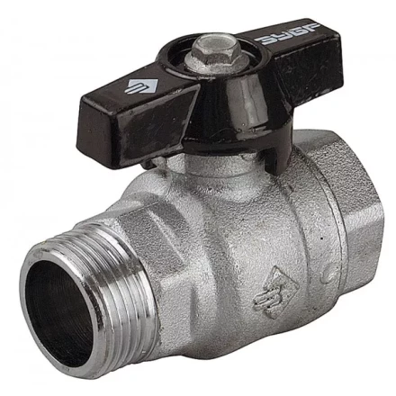 Кран шаровой ЗУБР полнопроходной &quot;мама-папа&quot;, бабочка, хромиров латунь, 3/4&quot; 4-51324-C-3/4 купить в Магнитогорске