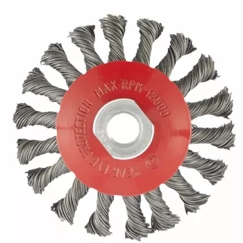 Щетка для УШМ, 125 мм, М14, &quot;тарелка&quot;, крученая проволока  0,5 мм  MATRIX 74611 купить в Магнитогорске