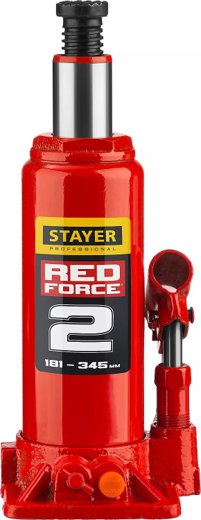 Домкрат гидравлический бутылочный "RED FORCE", 2т, 181-345 мм, STAYER 43160-2 43160-2_z01 купить в Магнитогорске