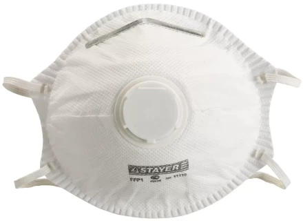 Полумаска фильтрующая STAYER &quot;PROFI&quot; противоаэрозольная с клапаном, многослойная, класс защиты FFP1 11110 купить в Магнитогорске