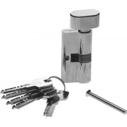 Механизм ЗУБР &quot;ЭКСПЕРТ&quot;цилиндровый, повышенной защищенности, тип &quot;ключ-защелка&quot;, цвет хром, 6-PIN, 60мм 52107-60-2