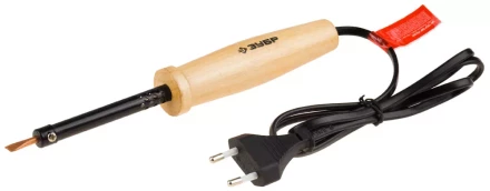 Электропаяльник ЗУБР &quot;МАСТЕР&quot; с деревянной рукояткой и долговечным жалом, форма клин, 25Вт 55405-25_z01 купить в Магнитогорске