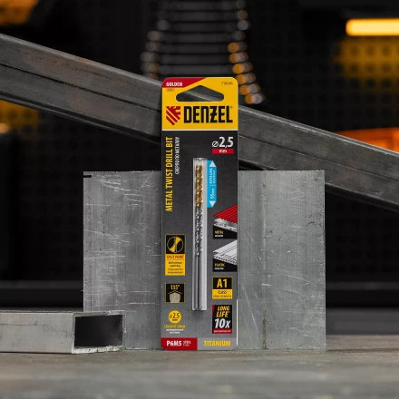 Сверло спиральное по металлу 2,5 х 95 мм Р6М5, Golden Tip, удлиненное, 2шт. Denzel 718246 купить в Магнитогорске