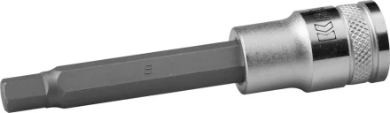 Торцовая бита-головка KRAFTOOL &quot;INDUSTRIE QUALITAT&quot;, удлиненная, материал S2, HEX, сатинированная, 1/2&quot;, H8 27909-08_z01 купить в Магнитогорске