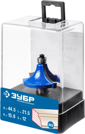 ЗУБР 44.5 x 21.5 мм, радиус 15.9 мм, фреза кромочная калевочная №1, Профессионал (28700-44.5) купить в Магнитогорске