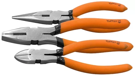 Набор губцевого инструмента из 3-х предметов №1 (плоскогубцы длинногубцы бокорезы) SPARTA 13544 купить в Магнитогорске