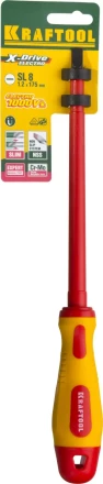 Отвертка KRAFTOOL, высоковольтная, Cr-Mo-V стержень, двухкомпонент. маслобензостойкая рукоятка, SL, 8,0х175мм 250083-8.0-175 купить в Магнитогорске