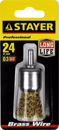 STAYER &quot;PROFESSIONAL&quot;. Щетка кистевая для дрели, витая стальная проволока 0,3мм, 24мм 35113-24 купить в Магнитогорске