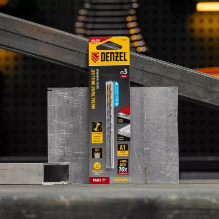 Сверло спиральное по металлу 3 х 100 мм, Р6М5, Golden Tip, удлиненное, 2шт. Denzel 718247 купить в Магнитогорске