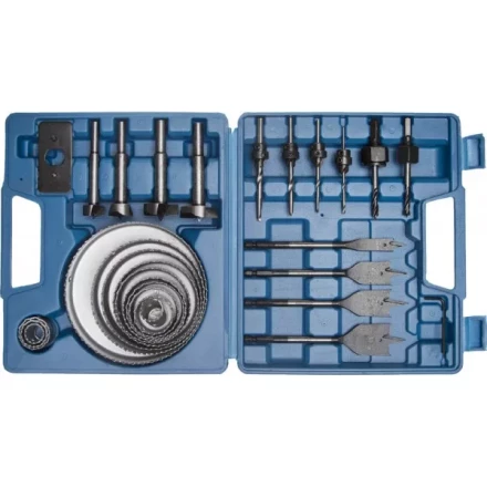 Набор ЗУБР &quot;ЭКСПЕРТ&quot; Коронки по дереву 19-127мм, державка 19-30мм, державка с опорн. осн., ключ имбус., сверла, 28 пред 29555-H28 купить в Магнитогорске