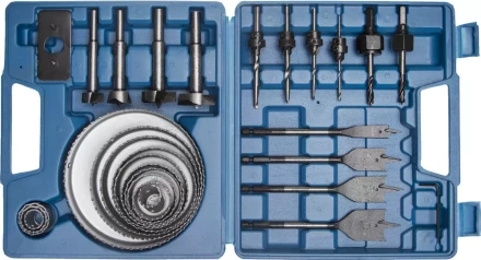 Набор ЗУБР &quot;ЭКСПЕРТ&quot; Коронки по дереву 19-127мм, державка 19-30мм, державка с опорн. осн., ключ имбус., сверла, 28 пред 29555-H28 купить в Магнитогорске